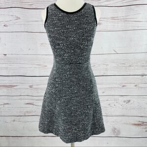 J. Crew black and cream fit and flare woven material dress